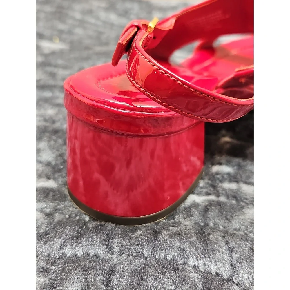 Tory Burch Red Patent Leather Eleanor Heel Sandal Size 6